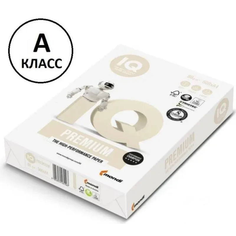 Папір офісний IQ Premium А4 80 г/м2 клас А 500 аркушів Папір офісний IQ Premium А4 80 г/м2 клас А 500 аркушів