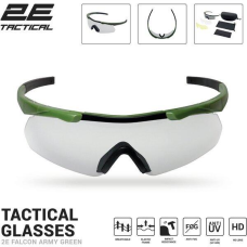 Окуляри тактичні, захисні 2E Falcon Army Green з EVA-футляром, 3 лінзи
