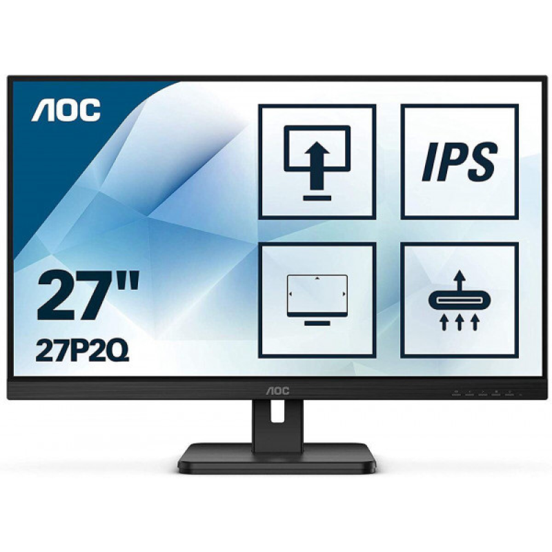 TFT 27“ AOC 27P2Q IPS, D-SUB, DVI, HDMI, DP, USB 3.2, Pivot, колонки, чорний (27P2Q) TFT 27“ AOC 27P2Q IPS, D-SUB, DVI, HDMI, DP, USB 3.2, Pivot, колонки, чорний (27P2Q)