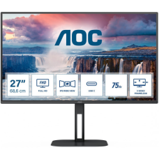 TFT 27“ AOC 27V5CE/BK, FHD, IPS, 75Гц, 1 мс, HDMI, USB-C, USB-hub, колонки, чорний (27V5CE/BK)