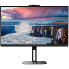 TFT 27“ AOC Q27V5CW/BK, QHD, IPS, 75Гц, 1 мс, HDMI, DP, USB-C, USB-hub, HAS, Pivot, webcam, колонки