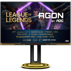 TFT 27“ AOC AGON AG275QXL, QHD, IPS, 170 Гц, 1 мс, 2x HDMI, 2x DP, USB-hub, HAS, Pivot, колонки (AG275QXL)