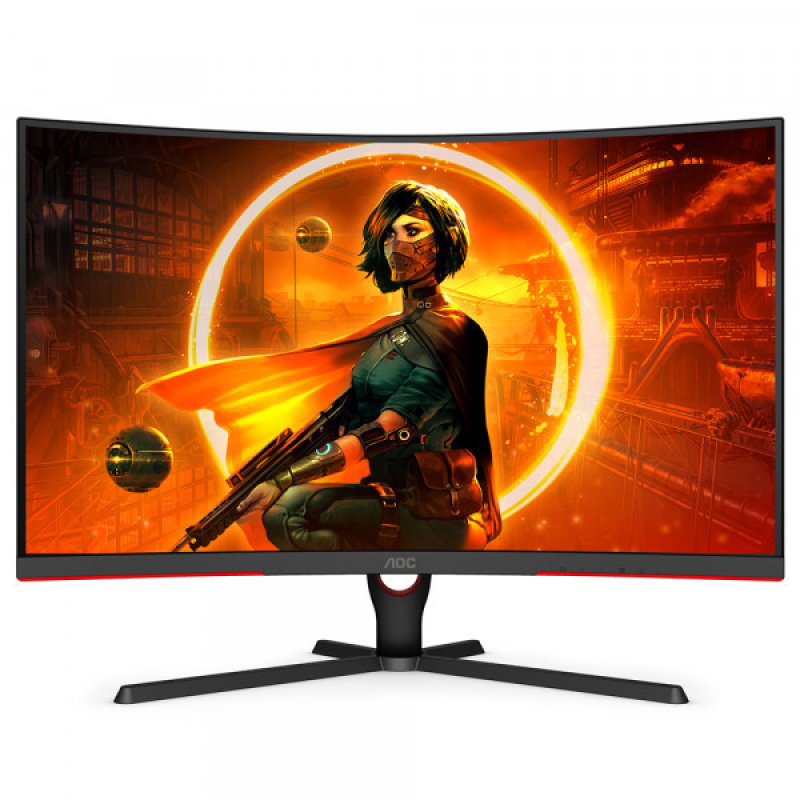 TFT 31.5“ AOC C32G3AE/BK, VA, 165Гц, 4мс, вигнутий, DP, HDMIx 2, колонки, чорний з червоним (C32G3AE/BK) TFT 31.5“ AOC C32G3AE/BK, VA, 165Гц, 4мс, вигнутий, DP, HDMIx 2, колонки, чорний з червоним (C32G3AE/BK)