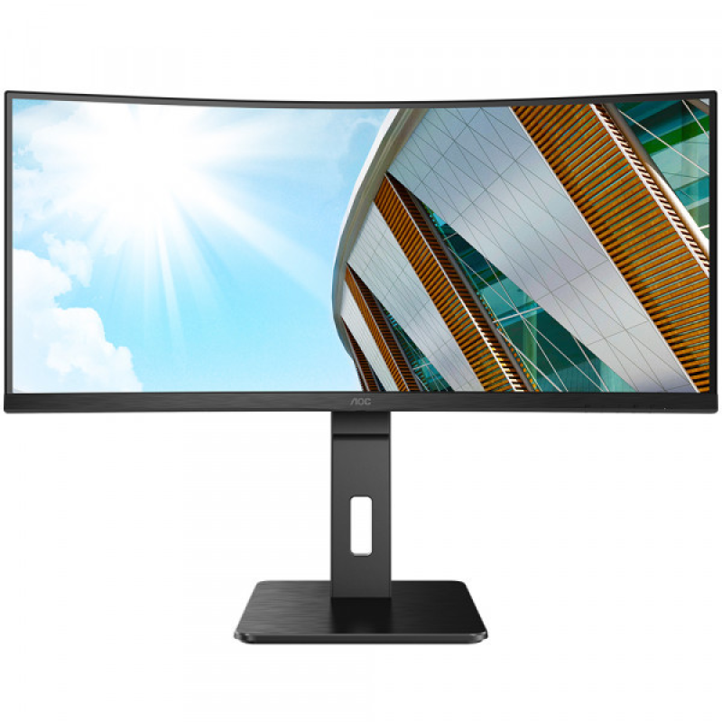 TFT 34“ AOC CU34P2C, WQHD, VA, 100Гц, вигнутий, DP, HDMI, USB-C, USB, колонки, чорний (CU34P2C)