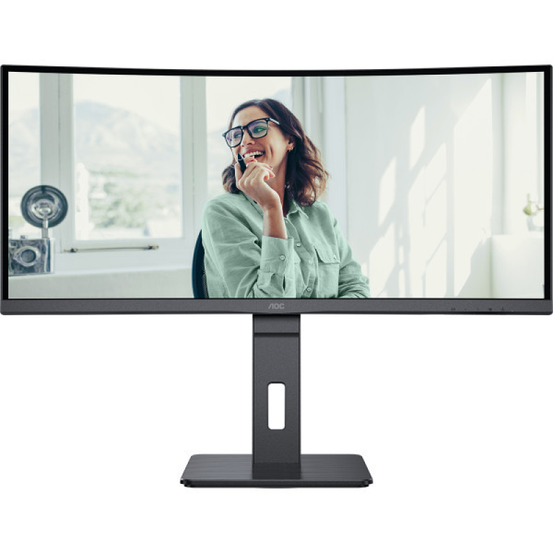 TFT 34“ AOC CU34P3CV, WQHD,VA, 100Hz, вигнутий, HDMI, DP, USB-С, RJ-45, USB-hub, HAS, кол, чорний (CU34P3CV)