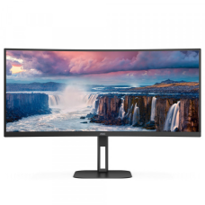 TFT 34“ AOC CU34V5C/BK, WQHD, VA, 100Гц, 1 мс, вигнутий, HDMI, DP, USB-C, USB-hub, колонки, чорний