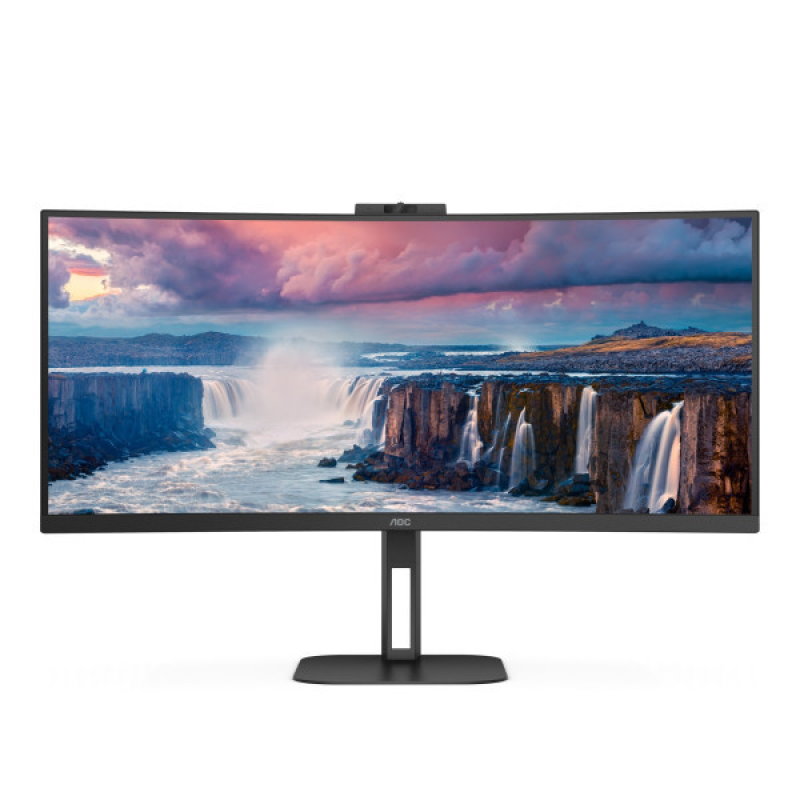 TFT 34“ AOC CU34V5CW/BK, WQHD, VA, 100Гц, 1 мс, вигнутий, HDMI, DP, USB-C, USB-hub, webcam, колонки TFT 34“ AOC CU34V5CW/BK, WQHD, VA, 100Гц, 1 мс, вигнутий, HDMI, DP, USB-C, USB-hub, webcam, колонки