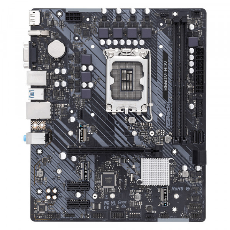 ASRock B660M-HDV (1700/B660, 2*DDR4, 1xPCIex16, 4xSATAІІІ, 2xM.2, GLan, 7.1ch, mATX) (B660M-HDV)