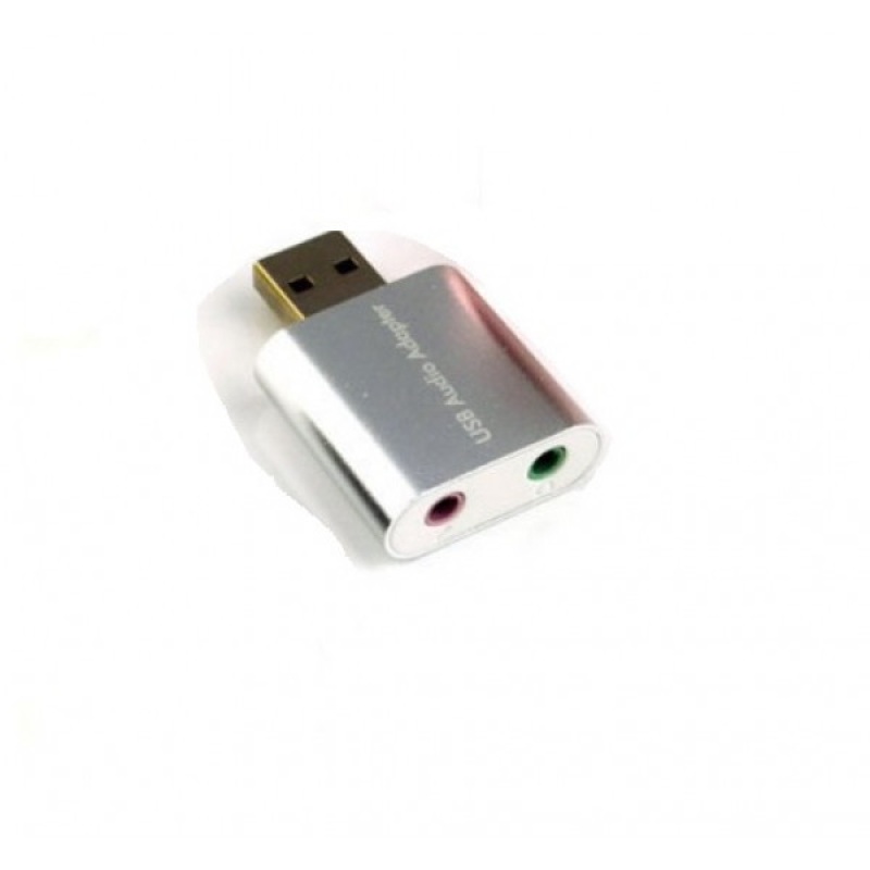 Звукова плата USB, 2 Channel mini, C-Media chip, RTL, срібляста (B00668)