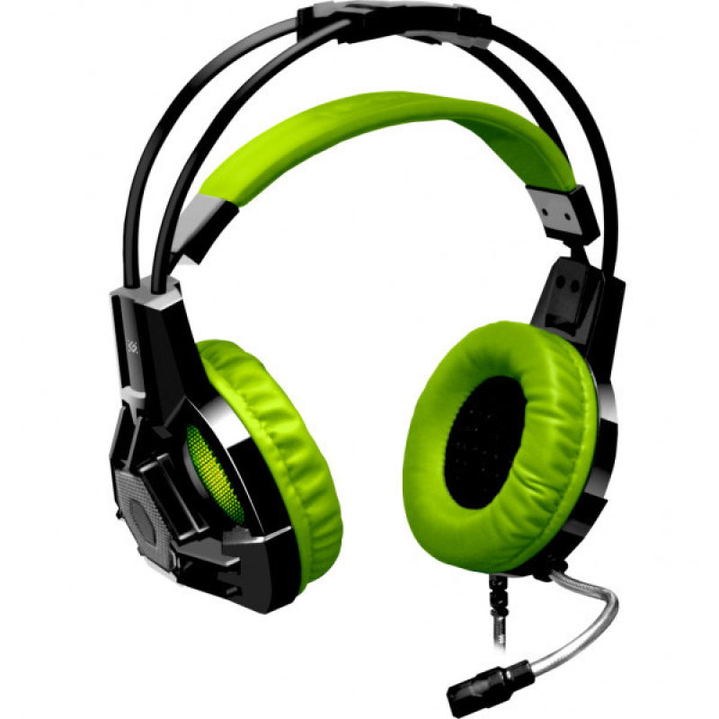 Ігрова гарнітура Defender Lester чорно-зелена, кабель 2,2 м (64543) Ігрова гарнітура Defender Lester чорно-зелена, кабель 2,2 м (64543)