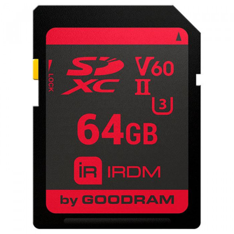 Memory card Secure Digital 64Gb GoodRAM IRDM SDXC V60 UHS-II U3 Retail (IR-S6B0-0640R11)