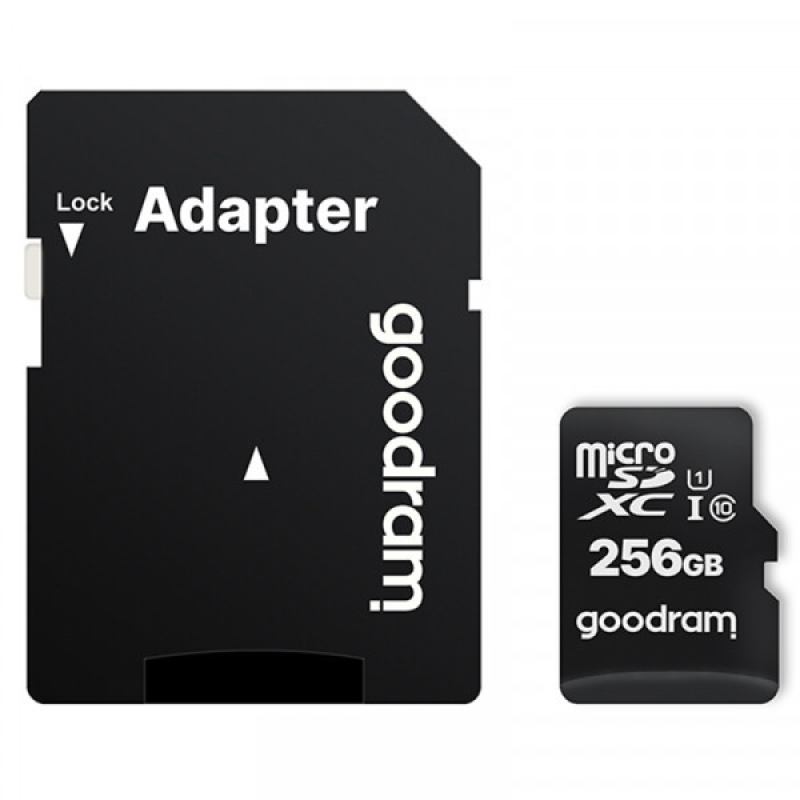Memory card Secure Digital Micro 256Gb GoodRAM SDXC (class 10 UHS I U1) Retail + adapter (M1AA-2560R12#)