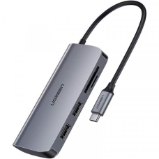 Док-станція USB3.0 Type-C --> USB 3.0x2/HDMI/RJ45/SD/TF/PD Ugreen CM212 Сіра (50852)