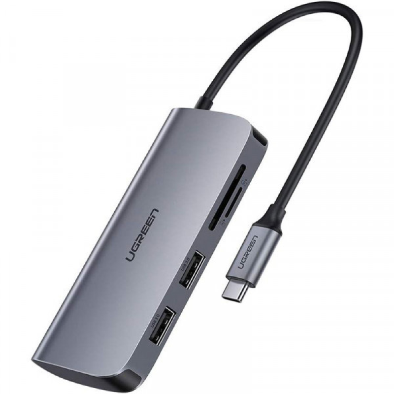 Док-станція USB3.0 Type-C --> USB 3.0x2/HDMI/RJ45/SD/TF/PD Ugreen CM212 Сіра (50852) Док-станція USB3.0 Type-C --> USB 3.0x2/HDMI/RJ45/SD/TF/PD Ugreen CM212 Сіра (50852)
