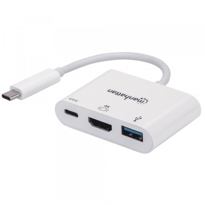 Док-станція USB3.1 Type-C --> HDMI/USB 3.0/PD 60W 4-in-1 White Manhattan (152945) Док-станція USB3.1 Type-C --> HDMI/USB 3.0/PD 60W 4-in-1 White Manhattan (152945)