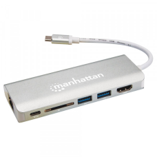 Док-станція USB3.1 Type-C --> HDMI/USB 3.0x2/RJ45/SD/PD 60W Hub 7-in-1 Manhattan (152075)