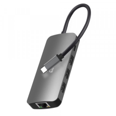 Док-станція USB3.1 Type-C --> HDMI/USB 3.0x3/RJ45/SD/MicroSD/PD 100W Hub Pro 8-in-1 Media-Tech (MT5044)