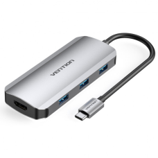 Док-станція USB3.1 Type-C --> HDMI/USB-C Gen 1/USB 3.0x3/PD 100W Hub 6-in-1 Vention (TOFHB)