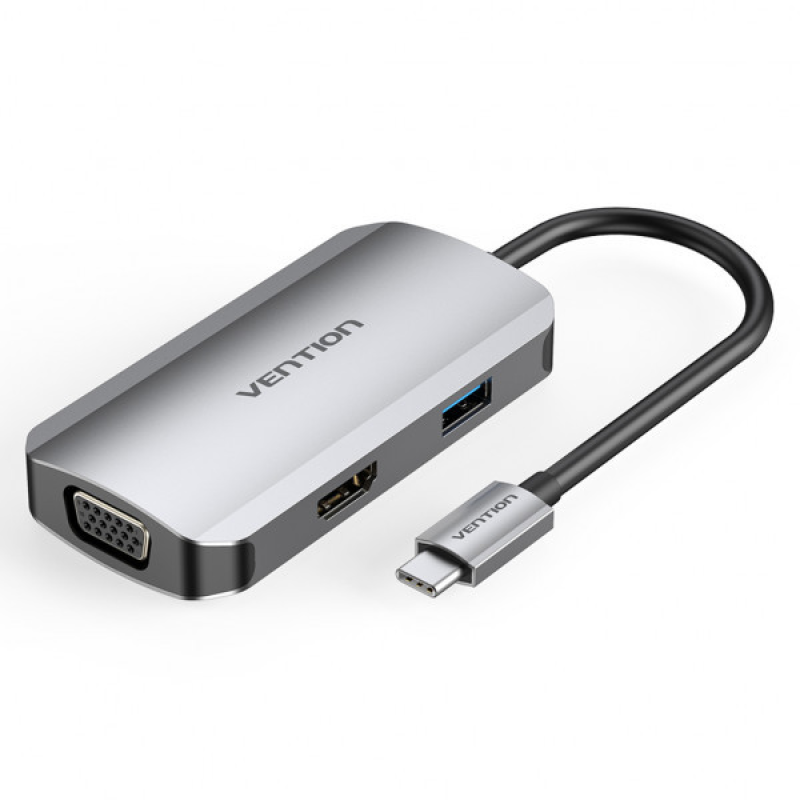 Док-станція USB3.1 Type-C --> HDMI/VGA/USB 3.0/PD 100W Hub 4-in-1 Vention (TOAHB) Док-станція USB3.1 Type-C --> HDMI/VGA/USB 3.0/PD 100W Hub 4-in-1 Vention (TOAHB)