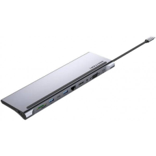 Док-станція USB3.1 Type-C --> HDMI/VGA/USB-C/USB3.0x3/RJ45/SD/TF/TRRS 3.5mm/PD 100W Vention 11in1 (THTHC)