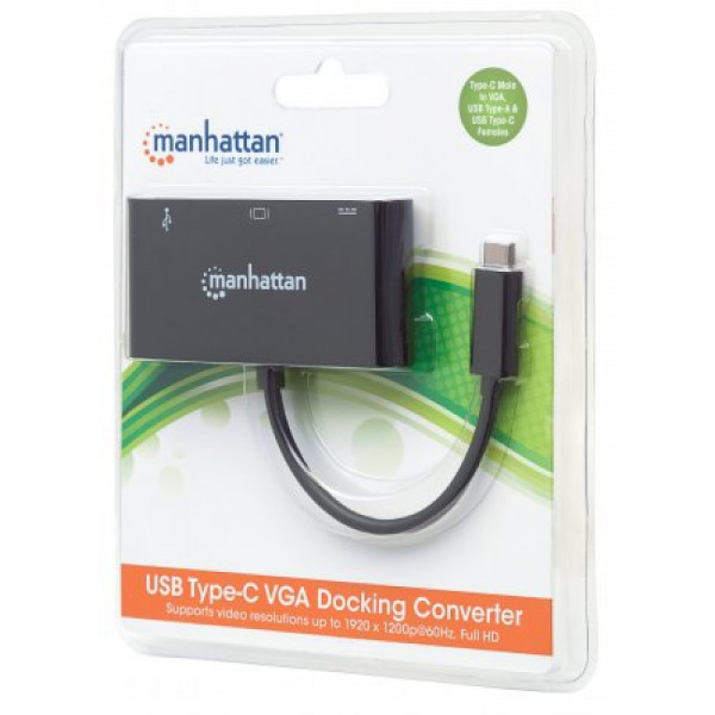 Док-станція USB3.1 Type-C --> USB3.0/VGA/USB-C (F) black Manhattan (152044) Док-станція USB3.1 Type-C --> USB3.0/VGA/USB-C (F) black Manhattan (152044)