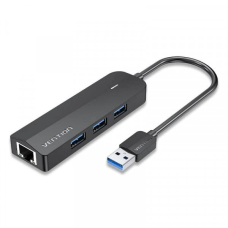 Хаб USB 3.0 -> 3хUSB 3.0/RJ45 Gigabit чорний Vention (CHNBB)
