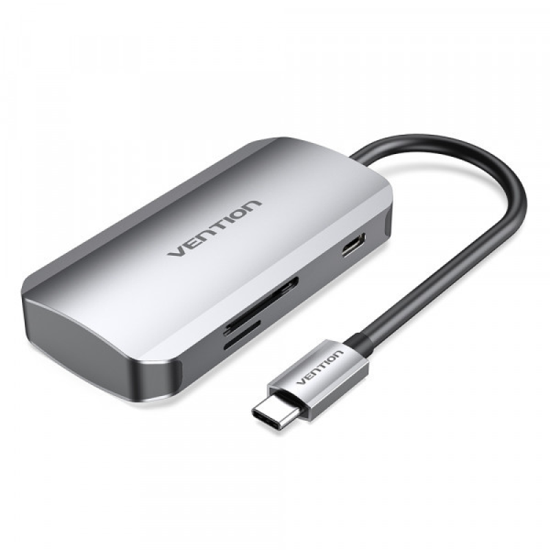 Хаб USB 3.1 Type-C -> 3хUSB 3.0/SD/TF/PD 100W 6-in-1 Vention (TNHHB) Хаб USB 3.1 Type-C -> 3хUSB 3.0/SD/TF/PD 100W 6-in-1 Vention (TNHHB)