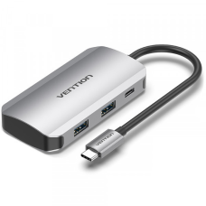 Хаб USB 3.1 Type-C -> 4хUSB 3.0/PD 100W 5-in-1 Vention (TNBHB)