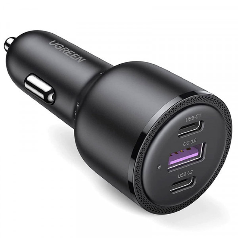 Автозарядка 3xUSB 69W (USB-C+USB-A) QC 3.0 Чорна (CD239) UGREEN (20467)