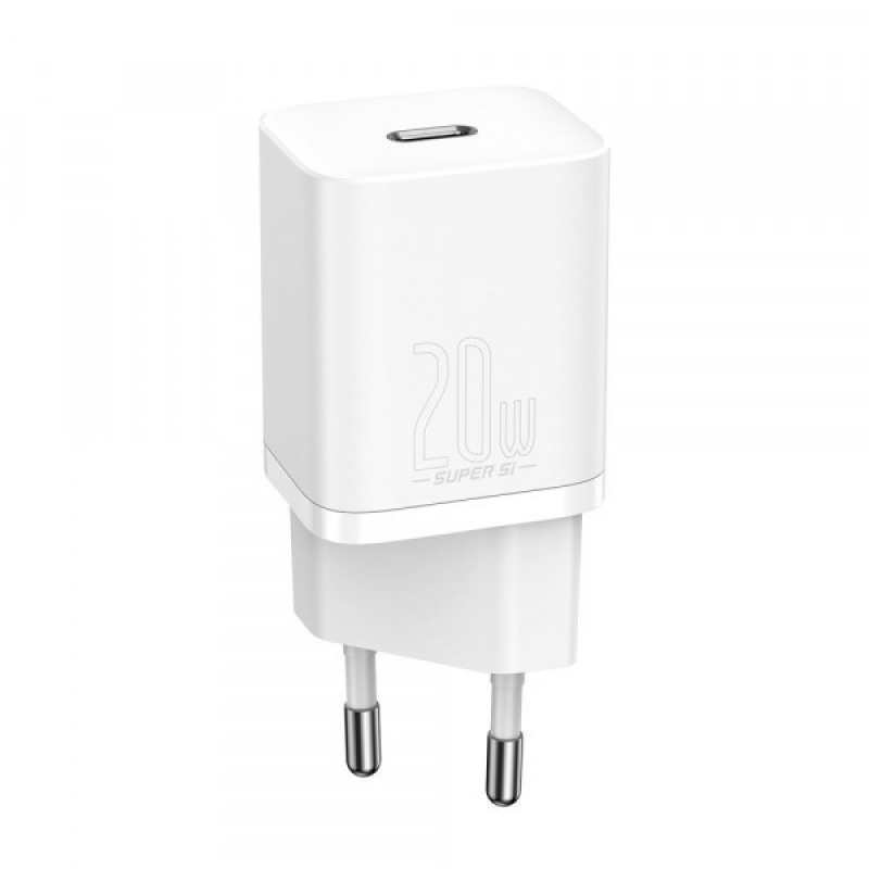 Зарядний пристрій 1xUSB 20W (USB-C) + Cable Type-C Білий Baseus (TZCCSUP-B02)