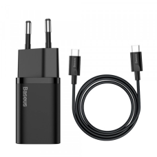 Зарядний пристрій 1xUSB 25W (USB-C) + Cable Type-C Чорний Baseus (TZCCSUP-L01)