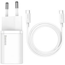 Зарядний пристрій 1xUSB 25W (USB-C) + Cable Type-C Білий Baseus (TZCCSUP-L02)