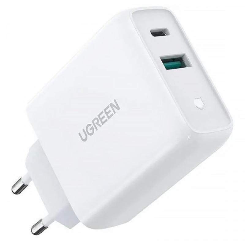 Зарядний пристрій 2xUSB 38W (1хUSB-A+1xType-C) Wall Charger Білий CD170 Ugreen (60468) Зарядний пристрій 2xUSB 38W (1хUSB-A+1xType-C) Wall Charger Білий CD170 Ugreen (60468)