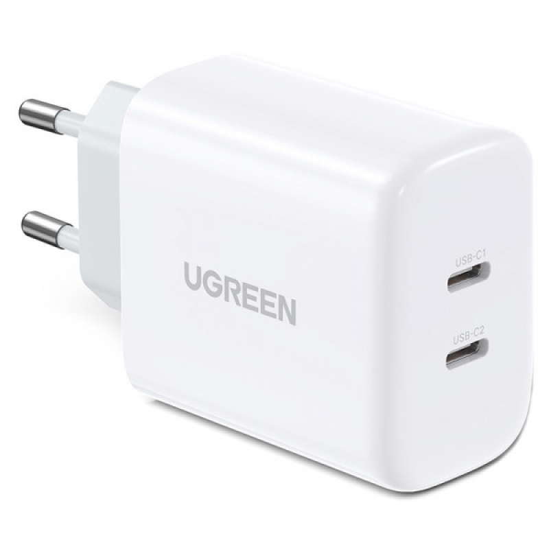 Зарядний пристрій 2xUSB 40W PD (2xType-C) PD CD243 Ugreen Білий (10343) Зарядний пристрій 2xUSB 40W PD (2xType-C) PD CD243 Ugreen Білий (10343)
