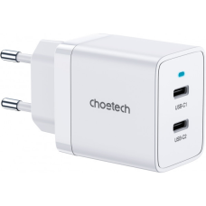 Зарядний пристрій 2хUSB-C 40W PD QC3.0 Q5006 білий Choetech (Q5006-EU-WH)