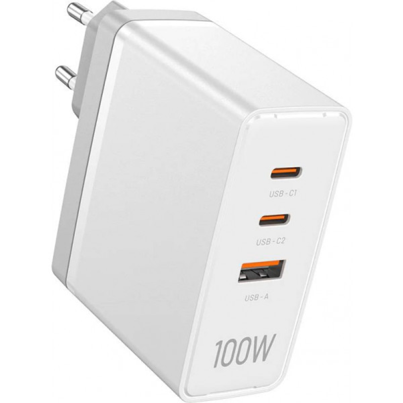 Зарядний пристрій 3xUSB 100W GaN (2хUSB-C+USB-A) білий Vention (FEGW0-EU) Зарядний пристрій 3xUSB 100W GaN (2хUSB-C+USB-A) білий Vention (FEGW0-EU)