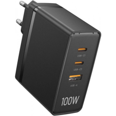 Зарядний пристрій 3xUSB 100W GaN (2хUSB-C+USB-A) чорний Vention (FEGB0-EU)