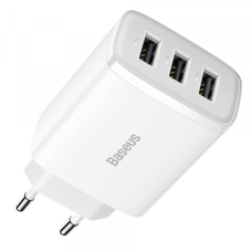 Зарядний пристрій 3xUSB 17W (USB-A) Білий Baseus (CCXJ020102)