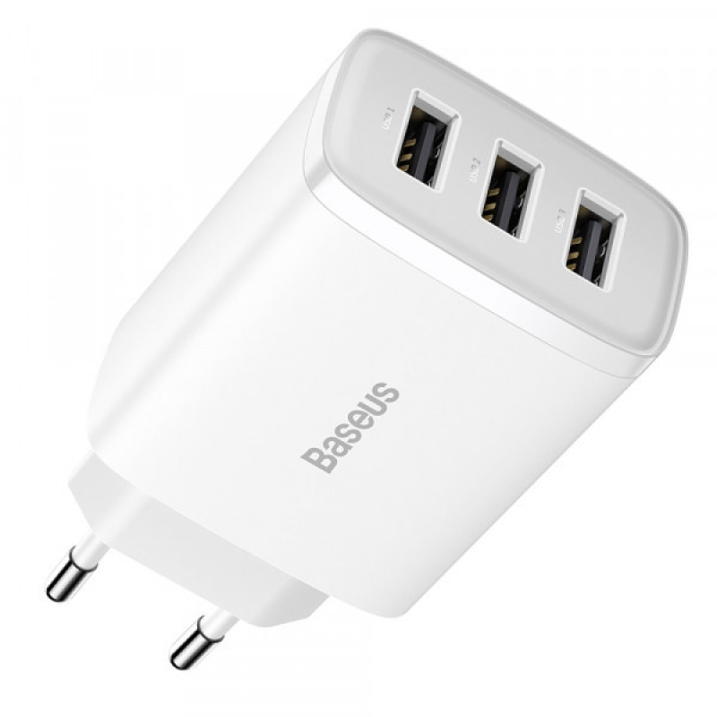 Зарядний пристрій 3xUSB 17W (USB-A) Білий Baseus (CCXJ020102) Зарядний пристрій 3xUSB 17W (USB-A) Білий Baseus (CCXJ020102)