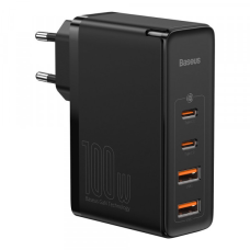 Зарядний пристрій 4xUSB 100W GaN (2xUSB-C+2xUSB-A) Чорний Baseus (CCGAN2P-L01)