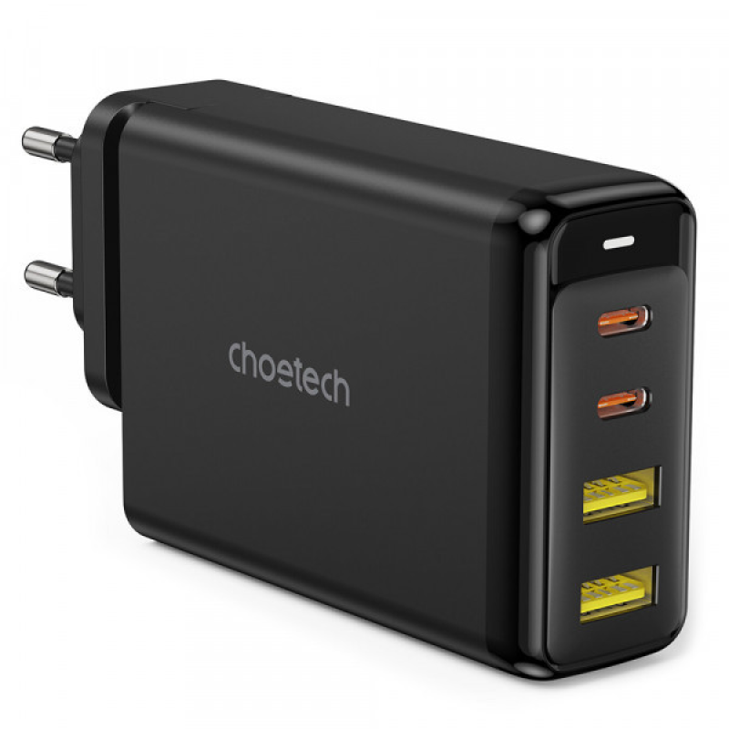 Зарядний пристрій 4xUSB 140W GaN (2хUSB-C+2хUSB-A) чорний Choetech (PD6005-EU-BK) Зарядний пристрій 4xUSB 140W GaN (2хUSB-C+2хUSB-A) чорний Choetech (PD6005-EU-BK)