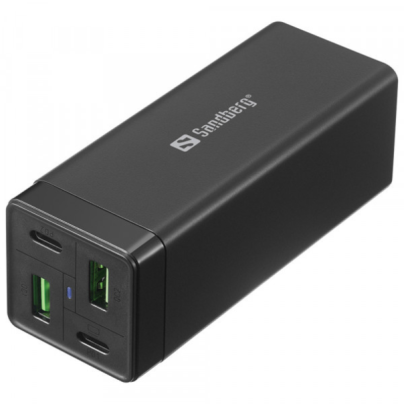 Зарядний пристрій 4xUSB 65W GaN (2xUSB-C+2xUSB-A) чорний Sandberg (441-45)