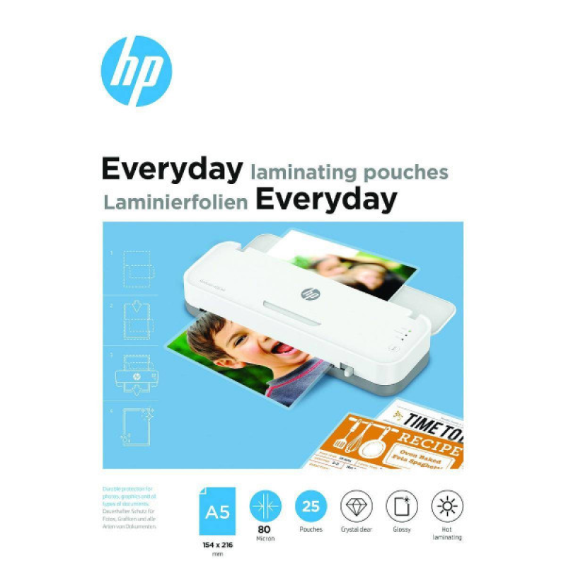 Плівка для ламінування HP Everyday Laminating Pouches, A5, 80 Mic, 154 x 216, 25 pcs (9155) Плівка для ламінування HP Everyday Laminating Pouches, A5, 80 Mic, 154 x 216, 25 pcs (9155)