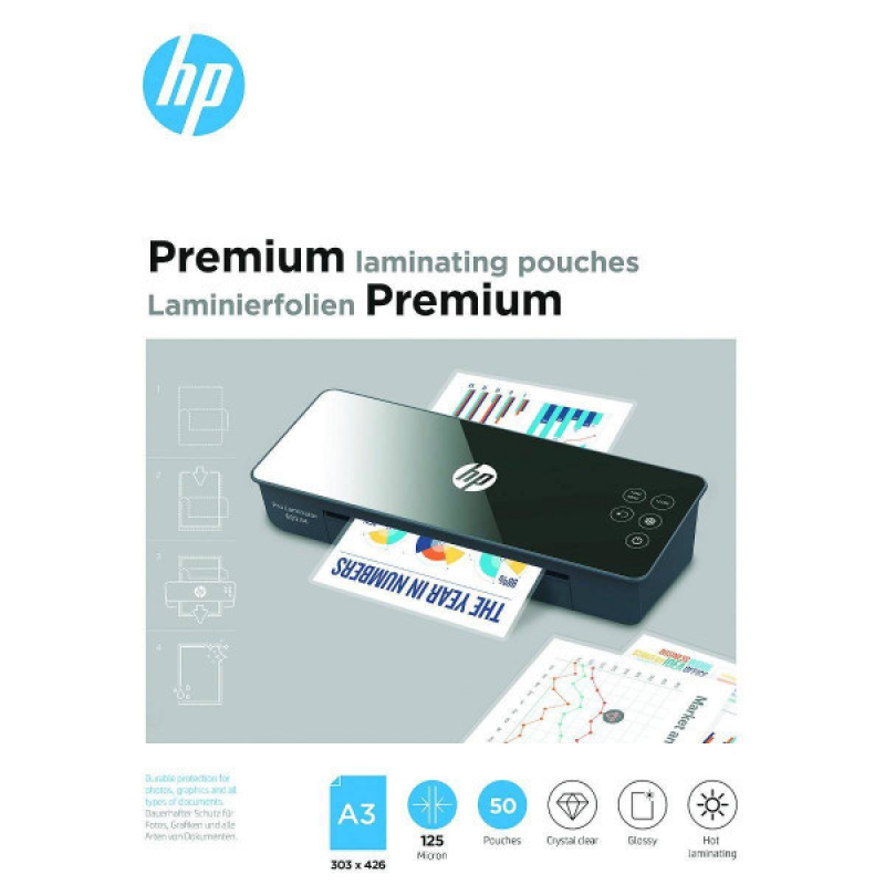 Плівка для ламінування HP Premium Laminating Pouches, A3, 125 Mic, 303x426, 50 pcs (9127) Плівка для ламінування HP Premium Laminating Pouches, A3, 125 Mic, 303x426, 50 pcs (9127)