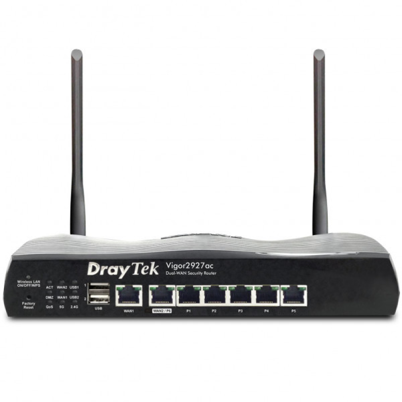Маршрутизатор Drytek Vigor 2927ac, 2(6) WAN GbE, 5 LAN GbE, 2 USB 2.0, 50 VPN, Multi-LAN (8+DMZ+IP R Маршрутизатор Drytek Vigor 2927ac, 2(6) WAN GbE, 5 LAN GbE, 2 USB 2.0, 50 VPN, Multi-LAN (8+DMZ+IP R