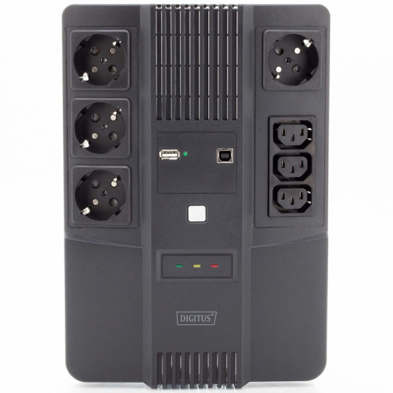 ДБЖ Digitus Line-Interactive, 800VA/480W, LED, 4xSchuko/3xC13, RJ45, USB (DN-170111)