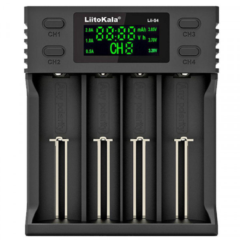 Зарядний пристрій LiitoKala Lii-S4, 4x(Lion/LiFePO4/NiMH/NiCd), Auto Polarity, Display (Lii-S4)