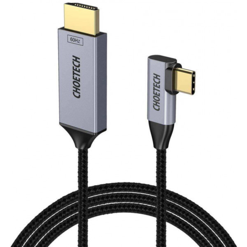 Кабель USB 3.1 Type-C M - HDMI M, 1.8m 4K@60Hz оплетення, L type Choetech (XCH-1803)