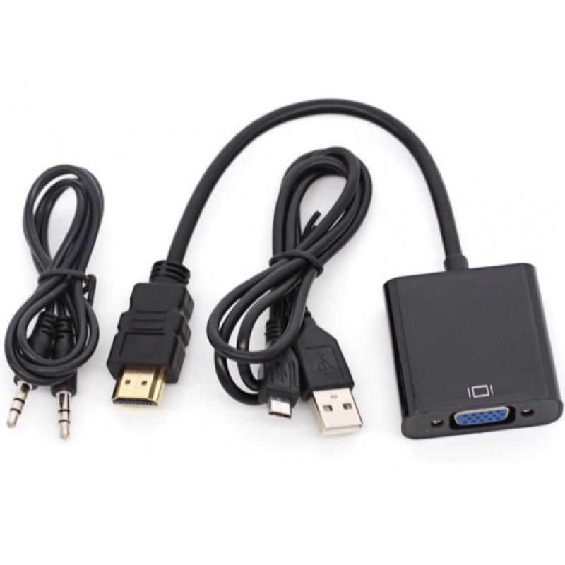 Перехідник HDMI M -> VGA F (з аудіо інтерфейсом), кабель 20см. OEM (S0223)
