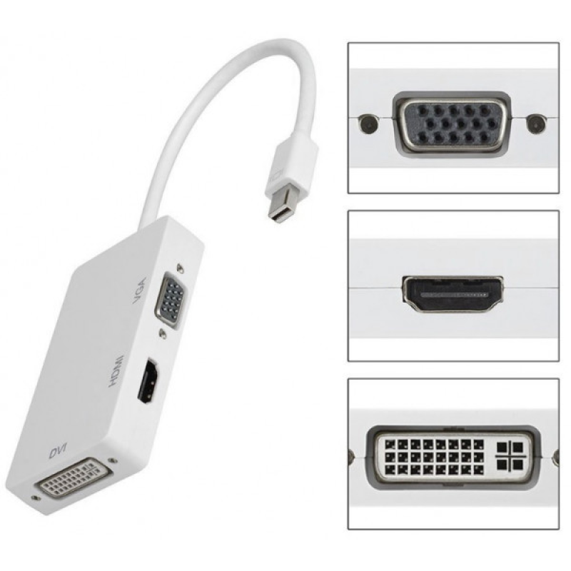 Перехідник mini DisplayPort M --> HDMI/VGA/DVI (24+5), FHD 1080p (S0713)